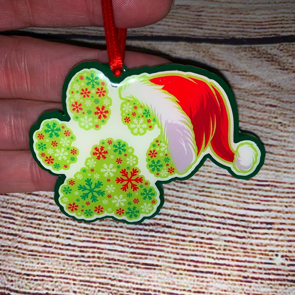 Dog Paw Print Acrylic Handmade Christmas Ornament